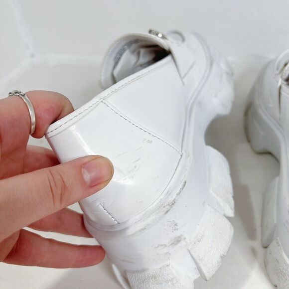 Steve Madden Trifecta Loafer White Patent Leather Lug Sole Horsebit Size 10 - Picture 4 of 8